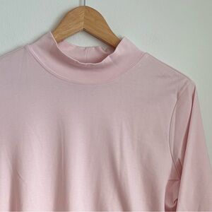 Peony pink L.L. Bean Supima cotton long sleeve mock turtleneck